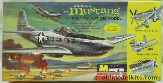 Monogram 1/32 F-51D Mustang Action Model (P-51) - Four Star Issue, PA77-198 plastic model kit